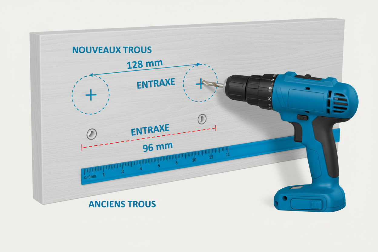 Comment percer pour installer de nouvelles poignées si l’entraxe diffère Image
