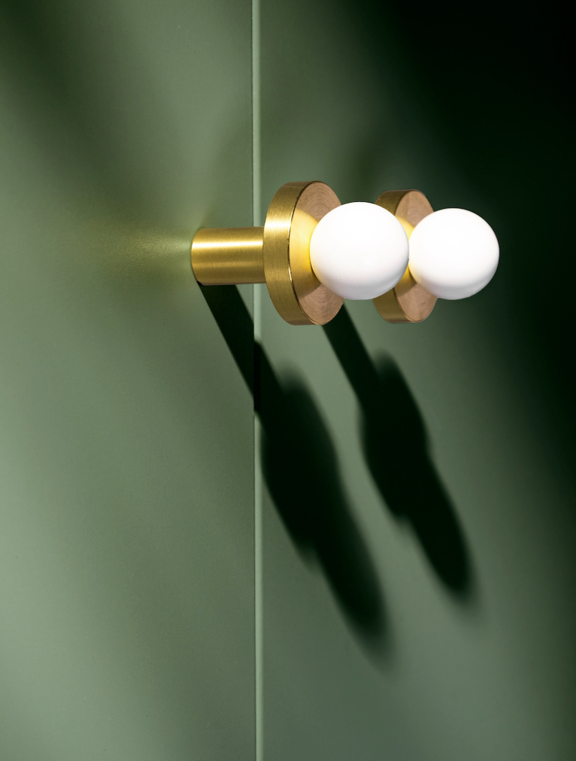 Bouton de Meuble Blanc mat & Or brossé POLA