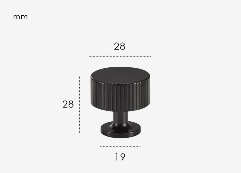 Ribbed Furniture Knob Black