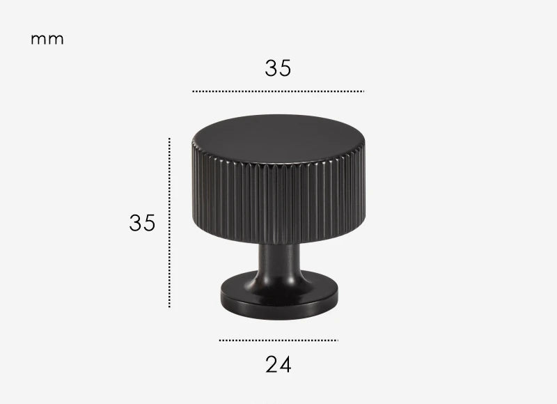 Ribbed Furniture Knob Black