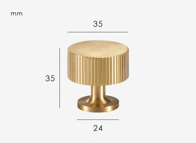 Striated Furniture Knob Brushed Gold