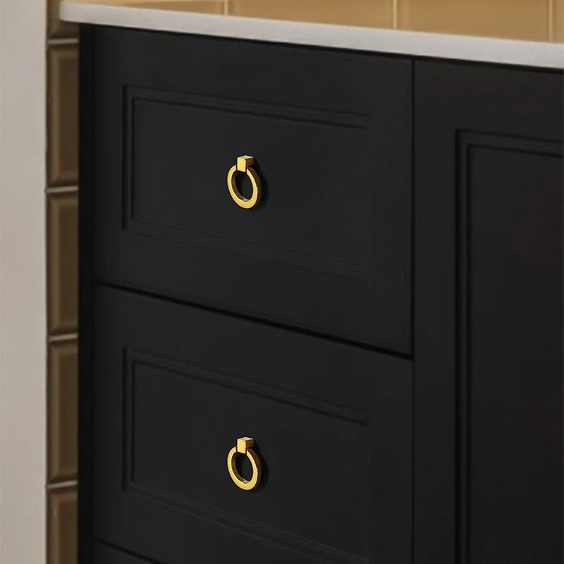Ring furniture knob Shiny gold