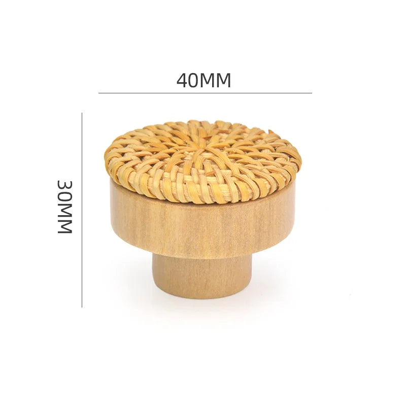 Bouton de meuble en osier naturel