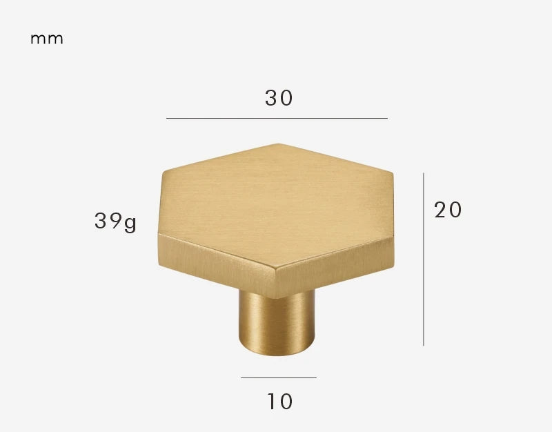 Bouton de meuble hexagonale en laiton