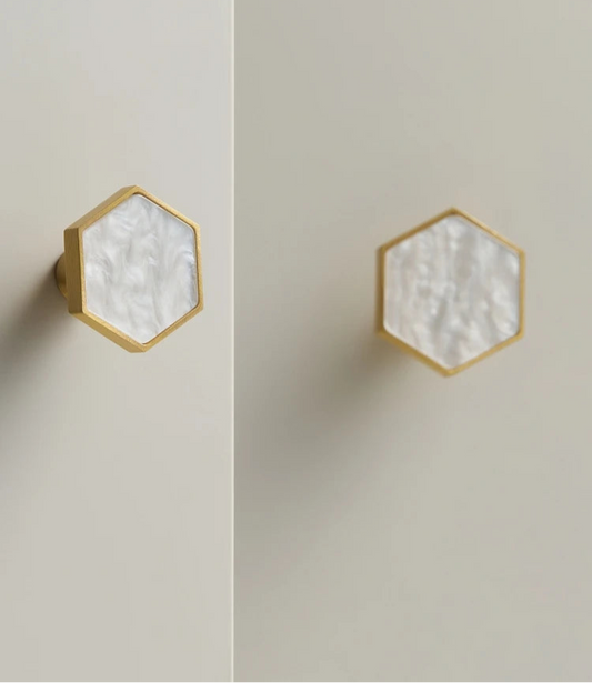 Bouton de meuble naturel Blanc effet marbre