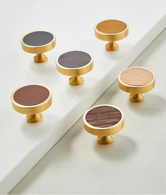 Bouton de meuble or brossé avec insert