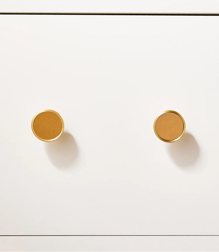 Brushed gold furniture knob with insert