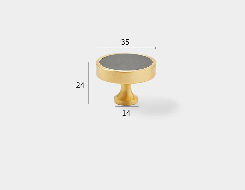 Brushed gold furniture knob with anthracite insert