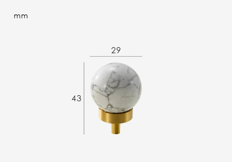 Round marble-effect furniture knob