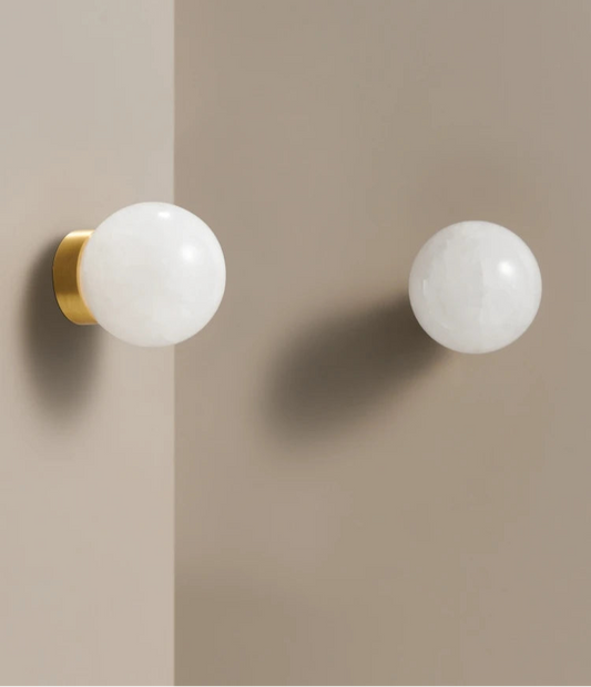 Bouton de meuble rond effet perle blanche