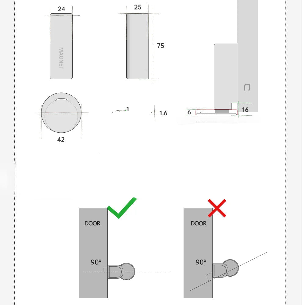 Butoir de porte magnétique noir