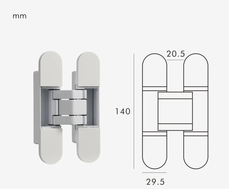 Charnière Invisible 3D pour Porte Intérieure