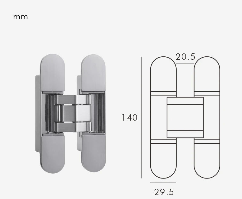Invisible 3D Interior Door Hinge