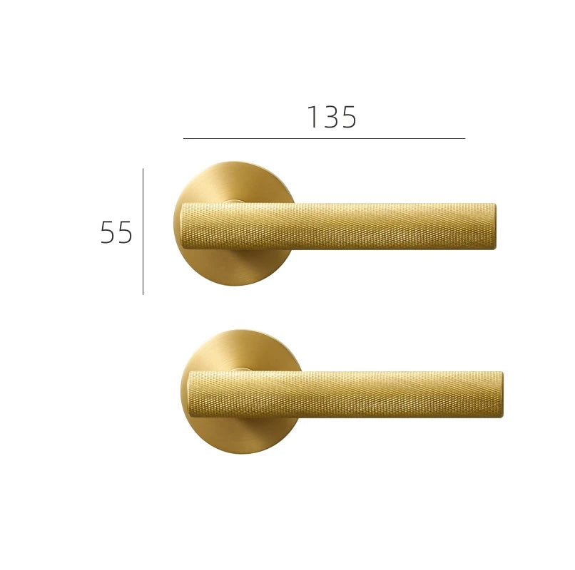Poignée de Porte Moletée en Laiton Doré Style Contemporain