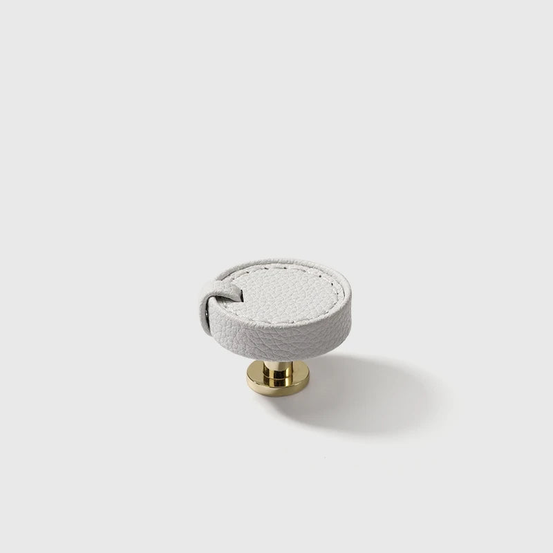 Poignée bouton de meuble en cuir ronde