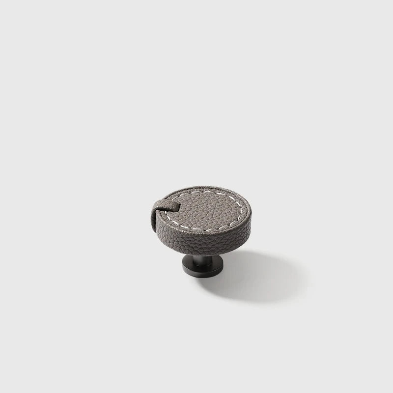 Poignée bouton de meuble en cuir ronde