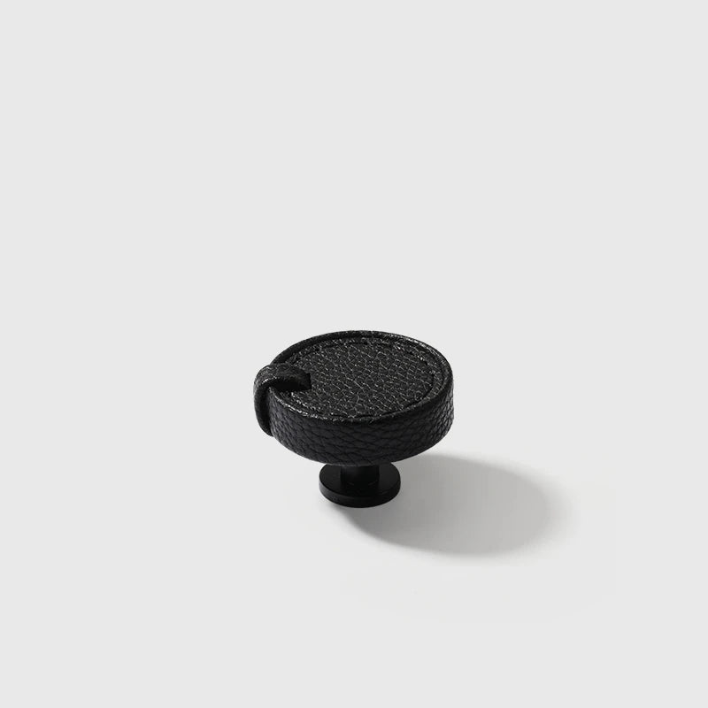 Poignée bouton de meuble en cuir ronde
