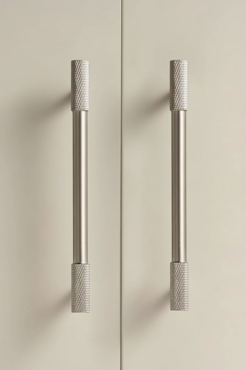 Poignée de Meuble à Extrémités Moletées Gris Inox