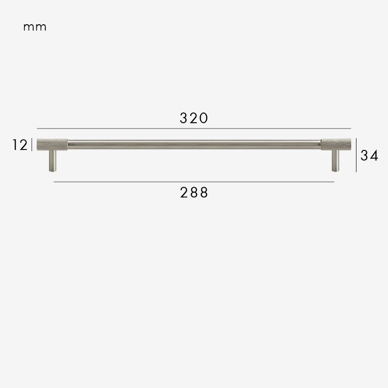 Poignée de Meuble à Extrémités Moletées Gris Inox