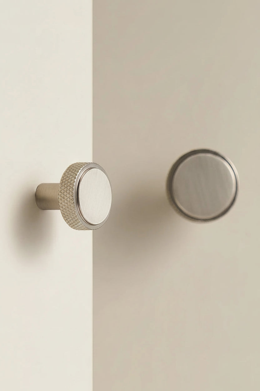 Poignée de Meuble à Extrémités Moletées Gris Inox