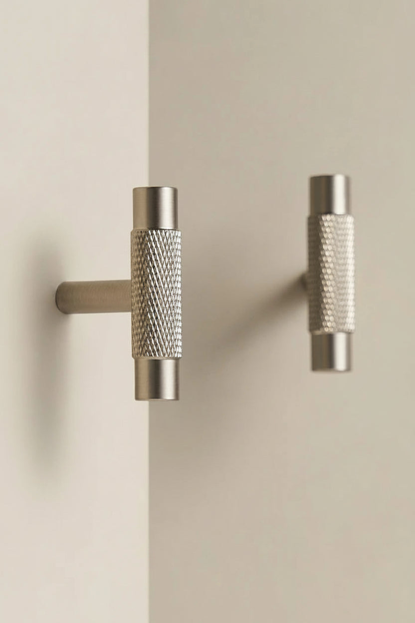 Poignée de Meuble à Extrémités Moletées Gris Inox