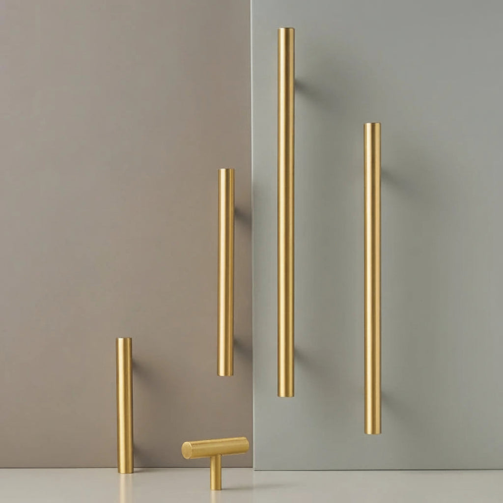 Poignée de Meuble Tubulaire Laiton Brossé Design Fin et Élégant