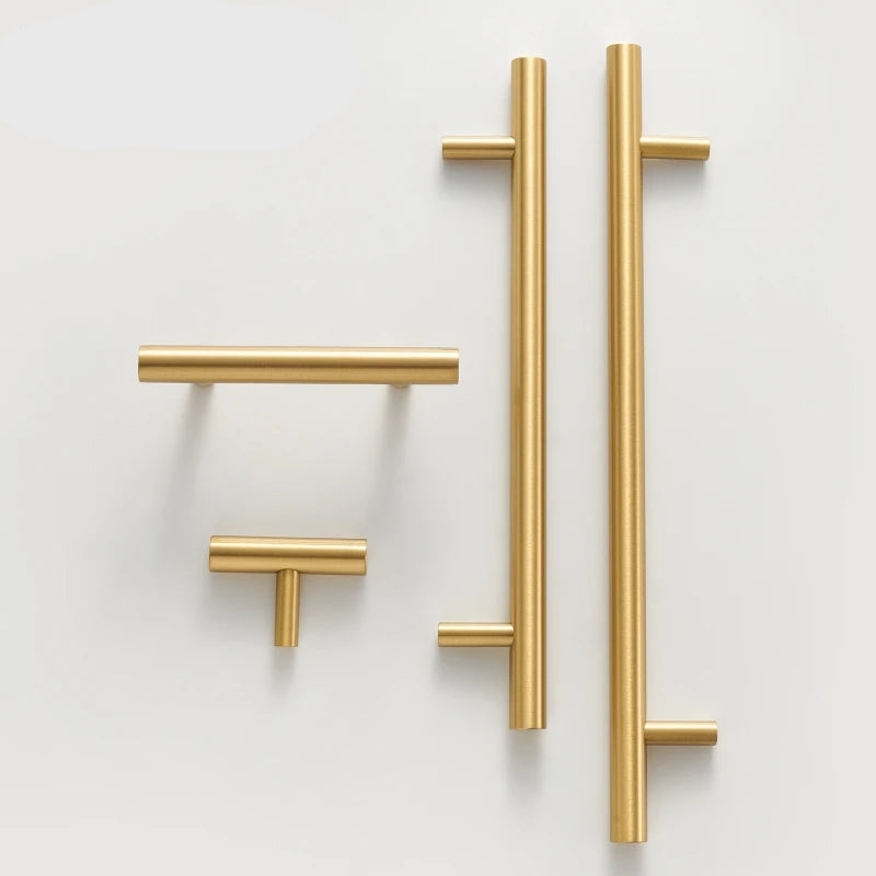 Poignée de Meuble Tubulaire Laiton Brossé Design Fin et Élégant