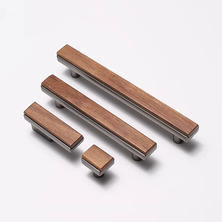 Poignée de Meuble en Bois de noyer & Gris anthracite