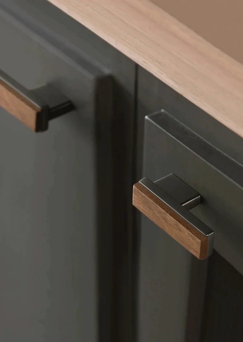 Poignée de Meuble en Bois de noyer & Gris anthracite
