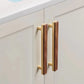 Furniture Handle in Walnut Wood & Brushed Gold
