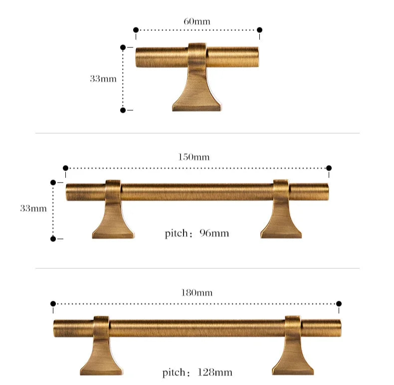 Poignée de meuble en laiton satiné couleur antique