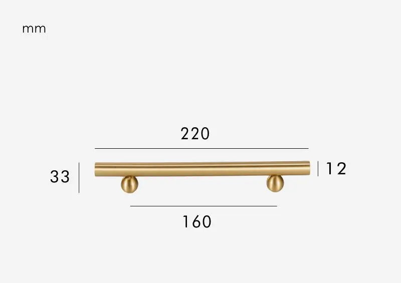 Brushed gold round leg furniture handle
