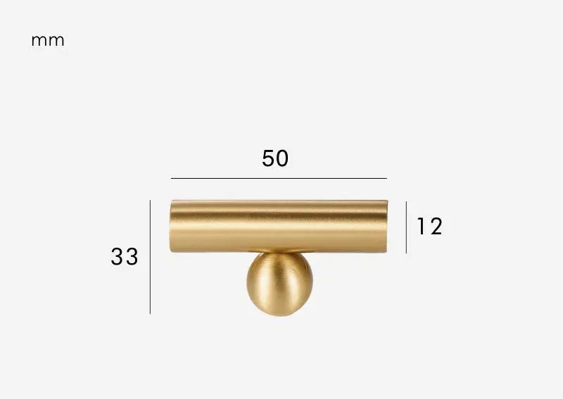 Brushed gold round leg furniture handle