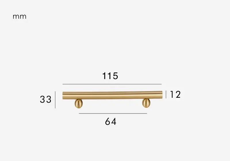 Brushed gold round leg furniture handle