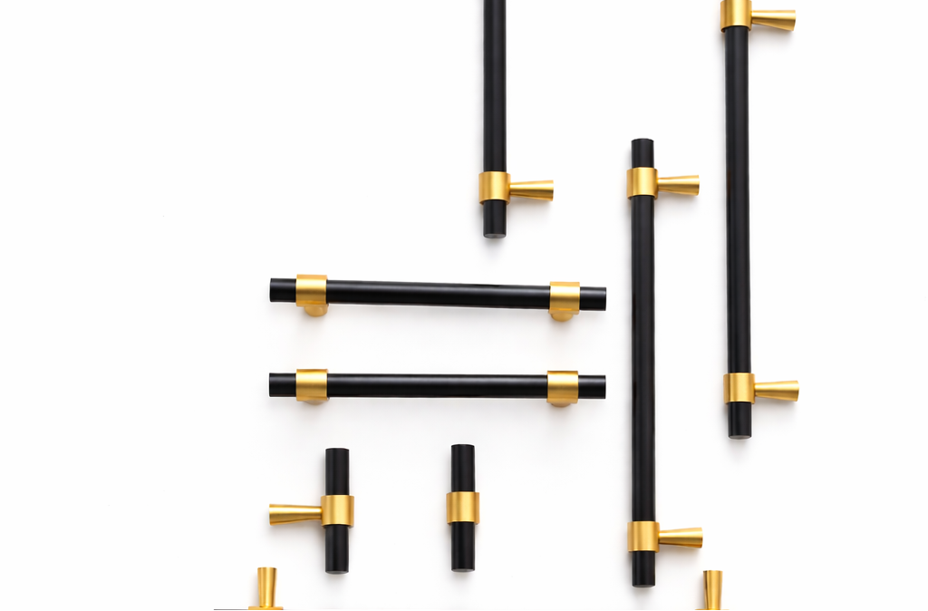 Poignée de Placard Noir et Or Brossé