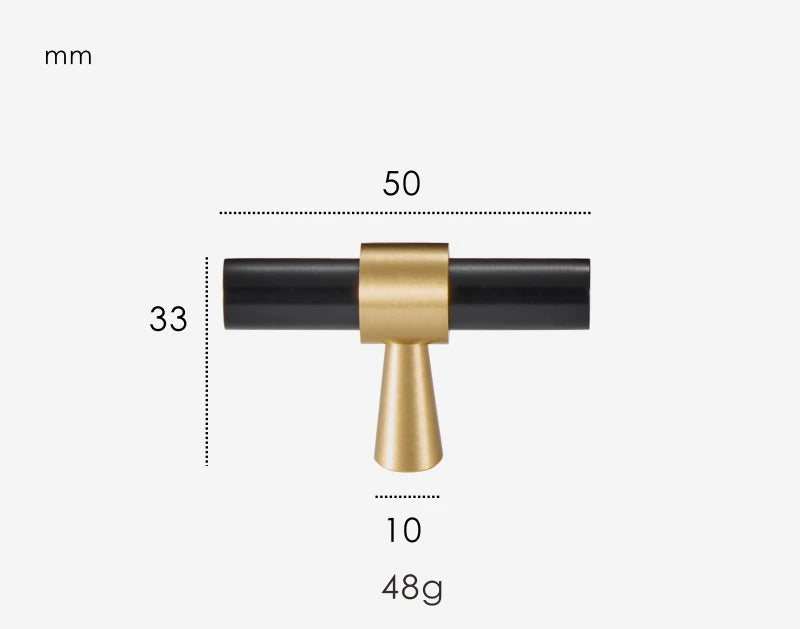 Poignée de Placard Noir et Or Brossé