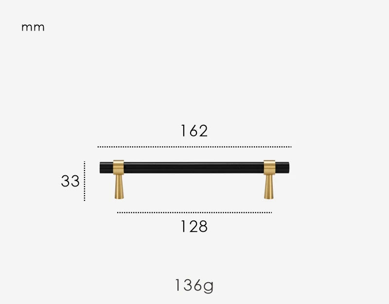 Poignée de Placard Noir et Or Brossé