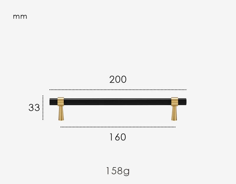 Poignée de Placard Noir et Or Brossé
