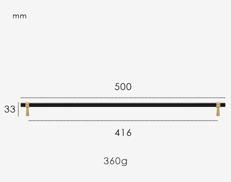 Poignée de Placard Noir et Or Brossé