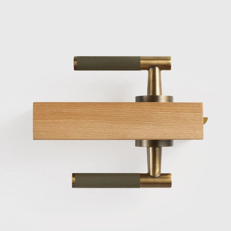 Poignée de Porte Intérieure Cylindrique Cuir et Laiton Brossé