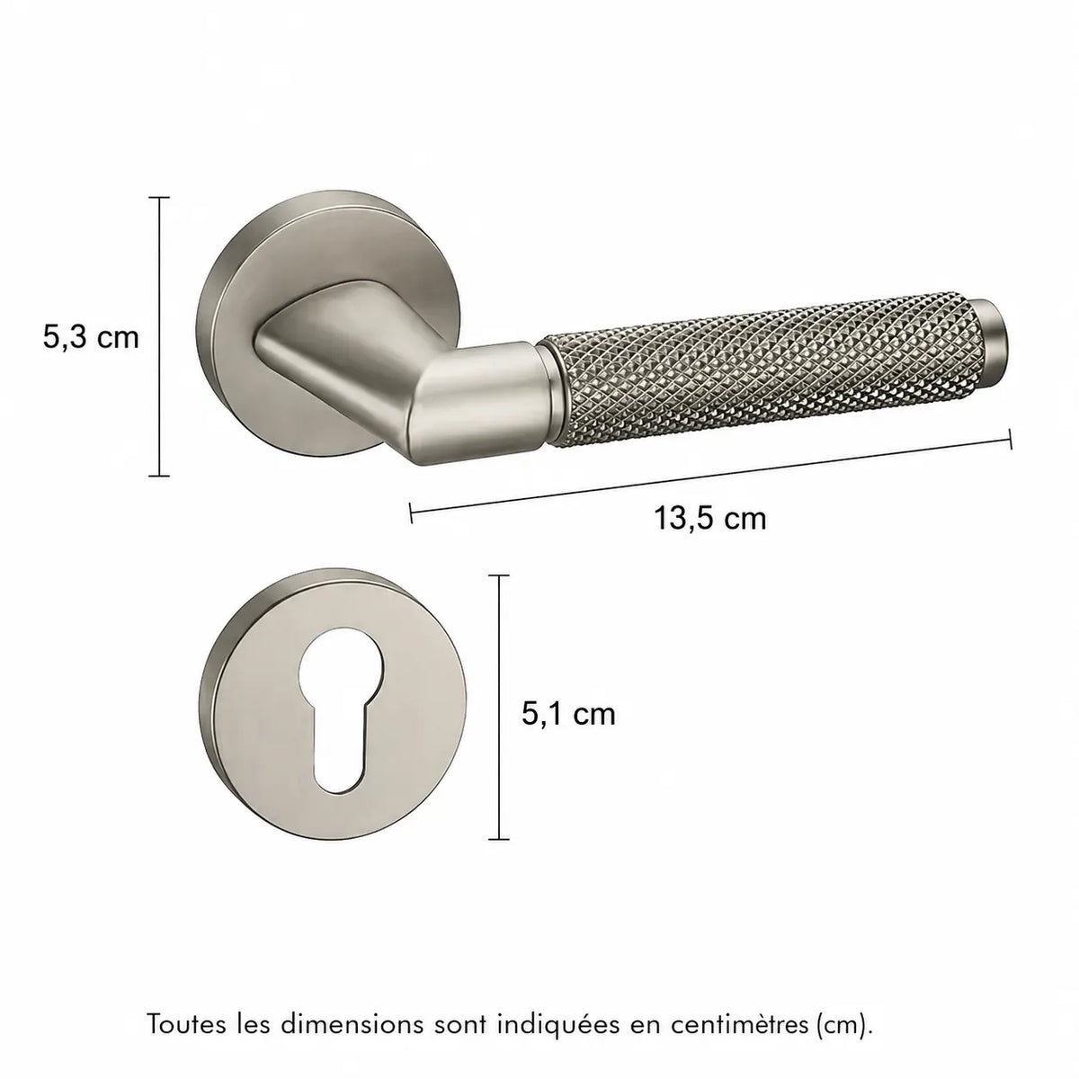 Poignée de Porte Intérieure en Aluminium avec Rosace