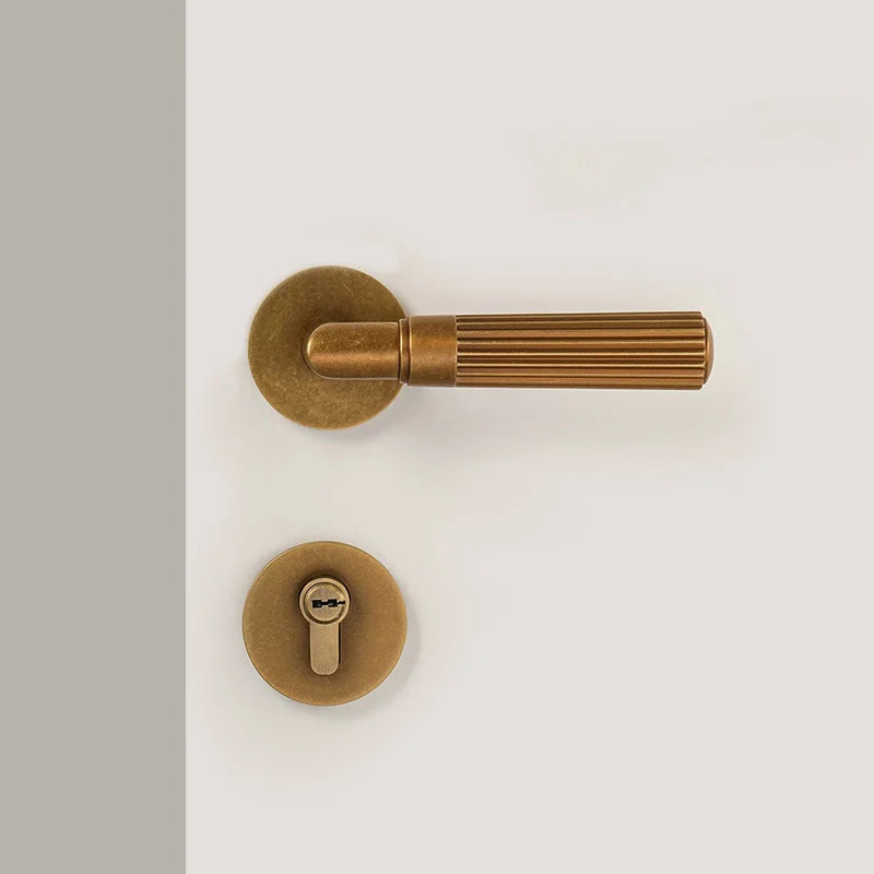 Poignée de Porte Rainurée en Laiton Vieilli Style Vintage Chic