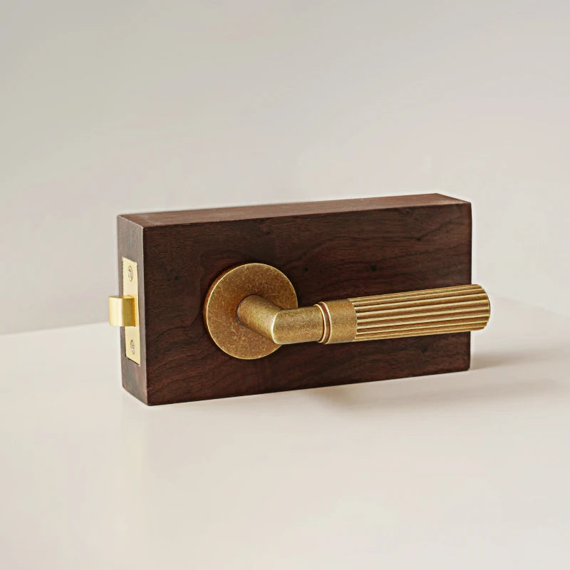 Poignée de Porte Rainurée en Laiton Vieilli Style Vintage Chic