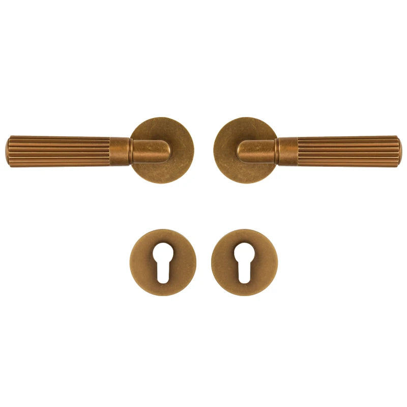 Poignée de Porte Rainurée en Laiton Vieilli Style Vintage Chic