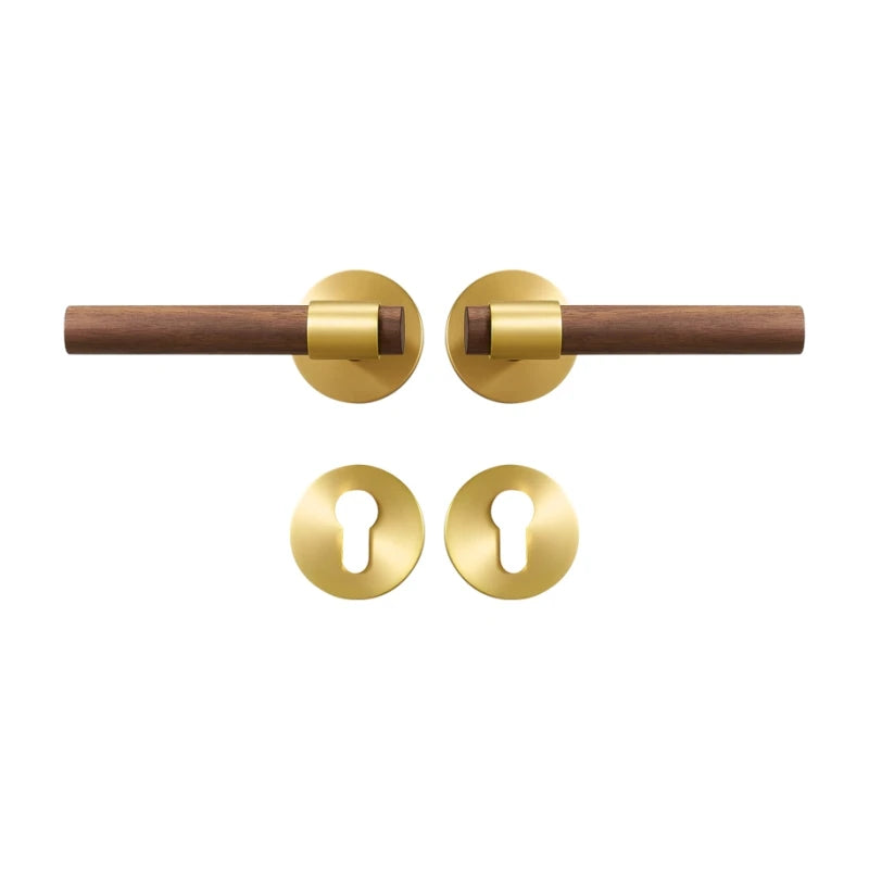 Poignée de Porte en Bois et Laiton Doré Style Naturel et Élégant