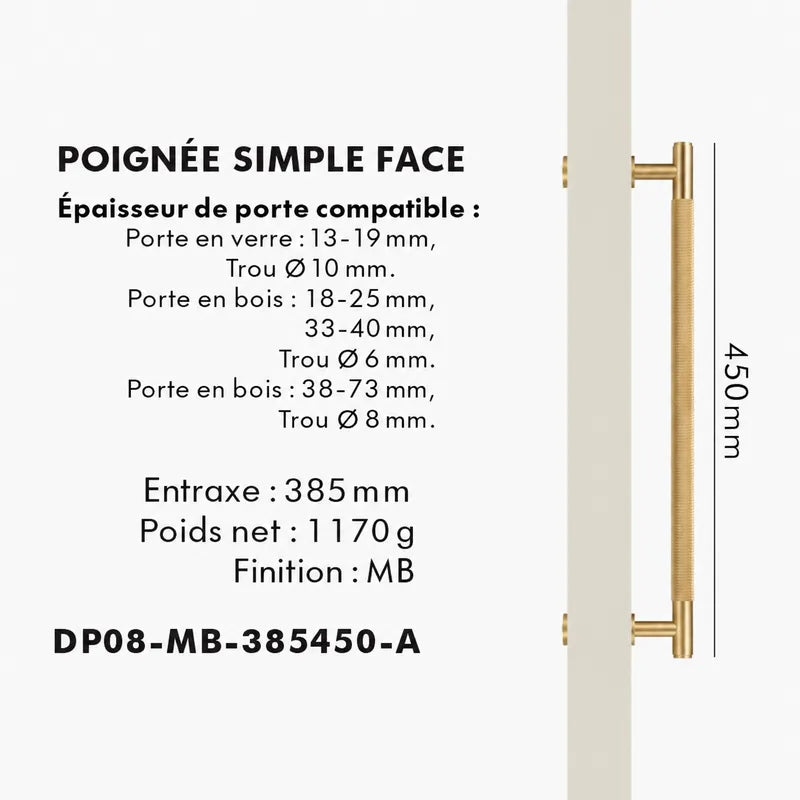 Poignée de Tirage Laiton brossé Chic