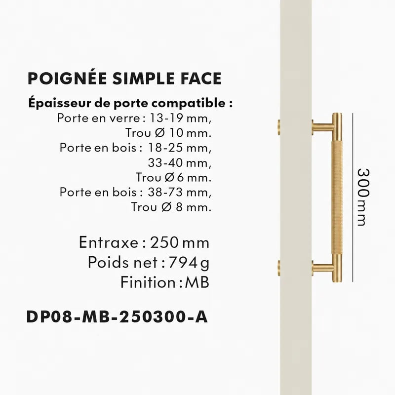 Poignée de Tirage Laiton brossé Chic