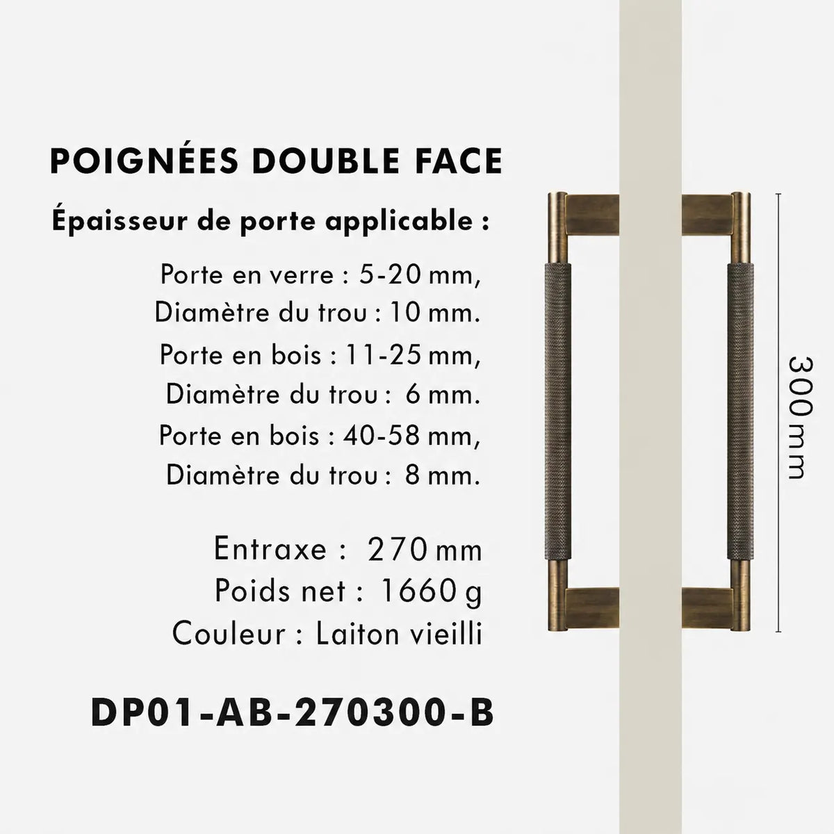 Poignée de Tirage Moletée Bronze Brossé – Design Contemporain