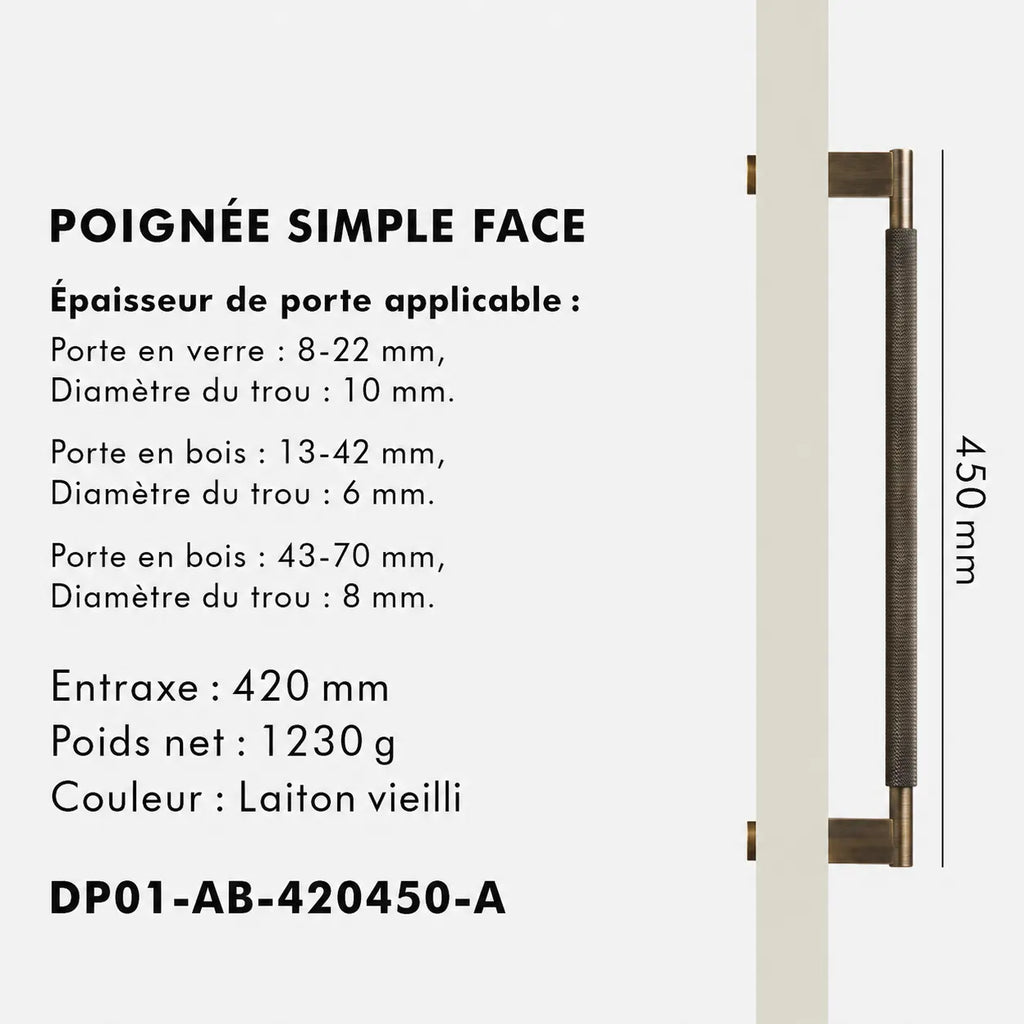Poignée de Tirage Moletée Bronze Brossé – Design Contemporain