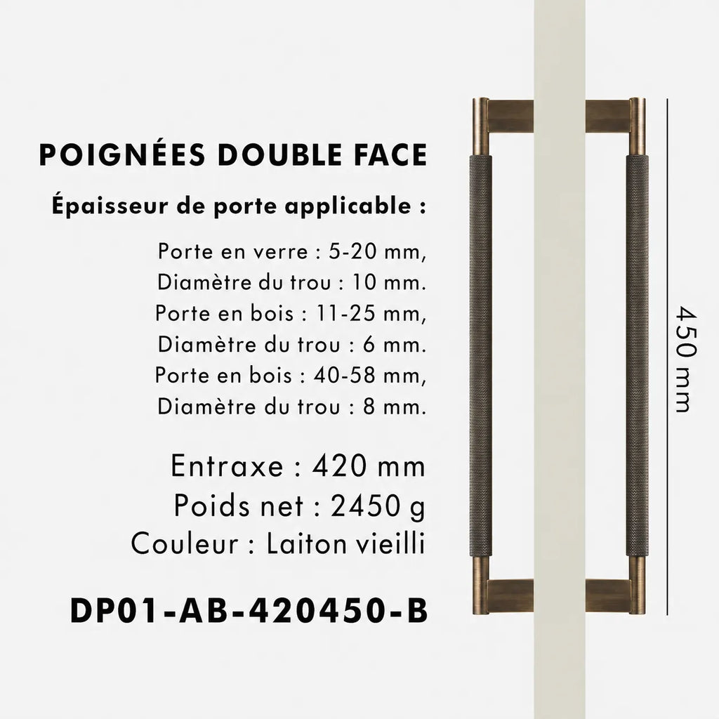 Poignée de Tirage Moletée Bronze Brossé – Design Contemporain